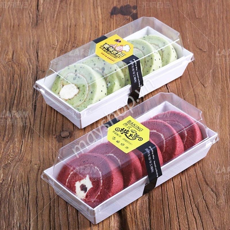 100 Hộp Giấy Chữ Nhật Trắng Đựng Bánh - Nắp Trong - E1985