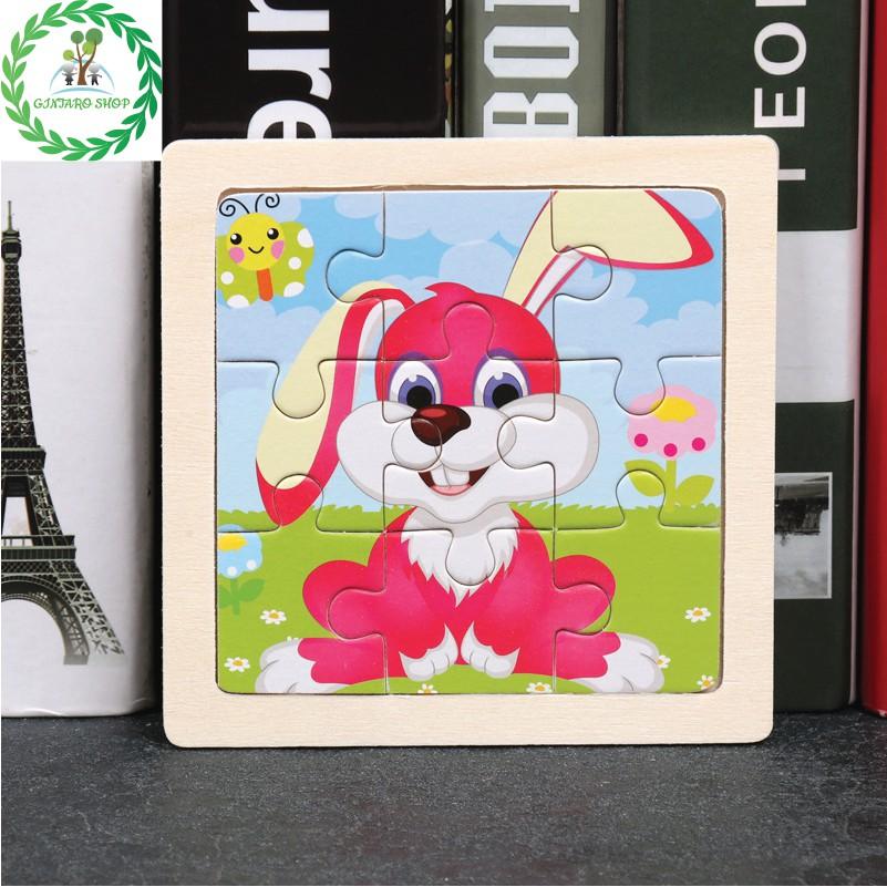 Đồ chơi xếp hình chất lượng cao puzzle , Bộ xếp hình bằng gỗ 9 miếng đa dạng hình ảnh GINTARO SHOP