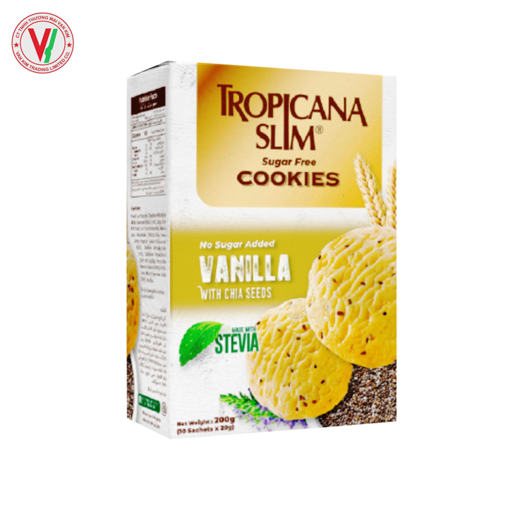 Combo 6 Hộp Bánh Quy Ăn Kiêng Tropicana Slim Sugar Free Cookies Vani (10 x 20g)