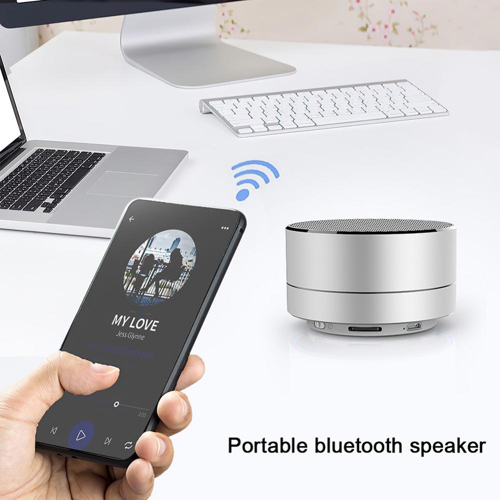 A10 Âm thanh Bluetooth thông minh không dây Mini Loa hợp kim nhôm hình trụ thời trang Loa siêu trầm rảnh tay Loa âm thanh nổi Màu sắc: 01 Đen