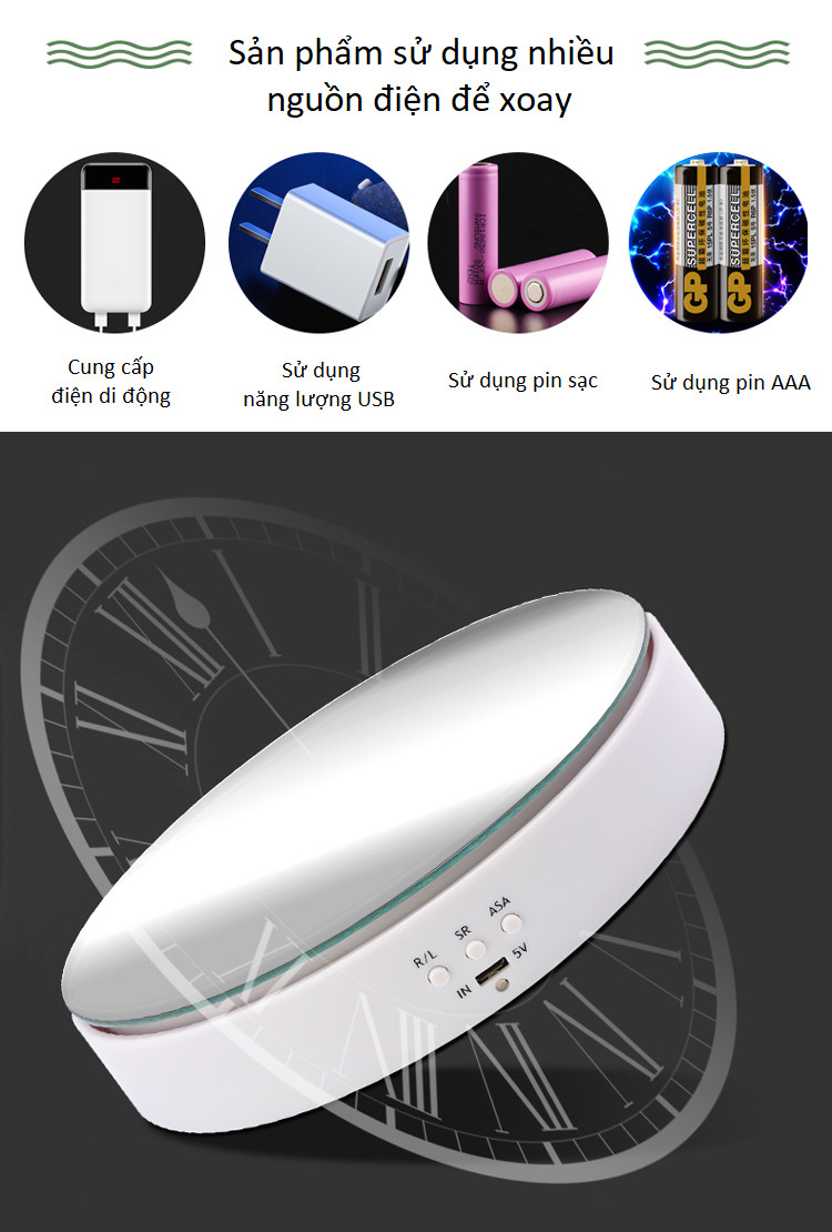 Đế xoay mặt gương cao cấp 10kg chuyên dụng trưng bày đồ trang sức, đồng hồ, điện thoại ... M10 ( Tặng kèm 04 móc dán chịu lực 3D ngẫu nhiên )