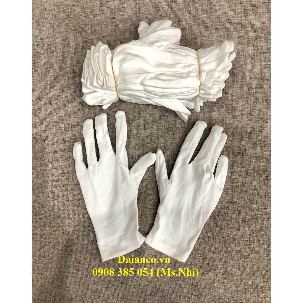Combo 10 đôi găng tay vải cotton trắng dùng kiểm trả hàng hóa, trang sức- Hình thật