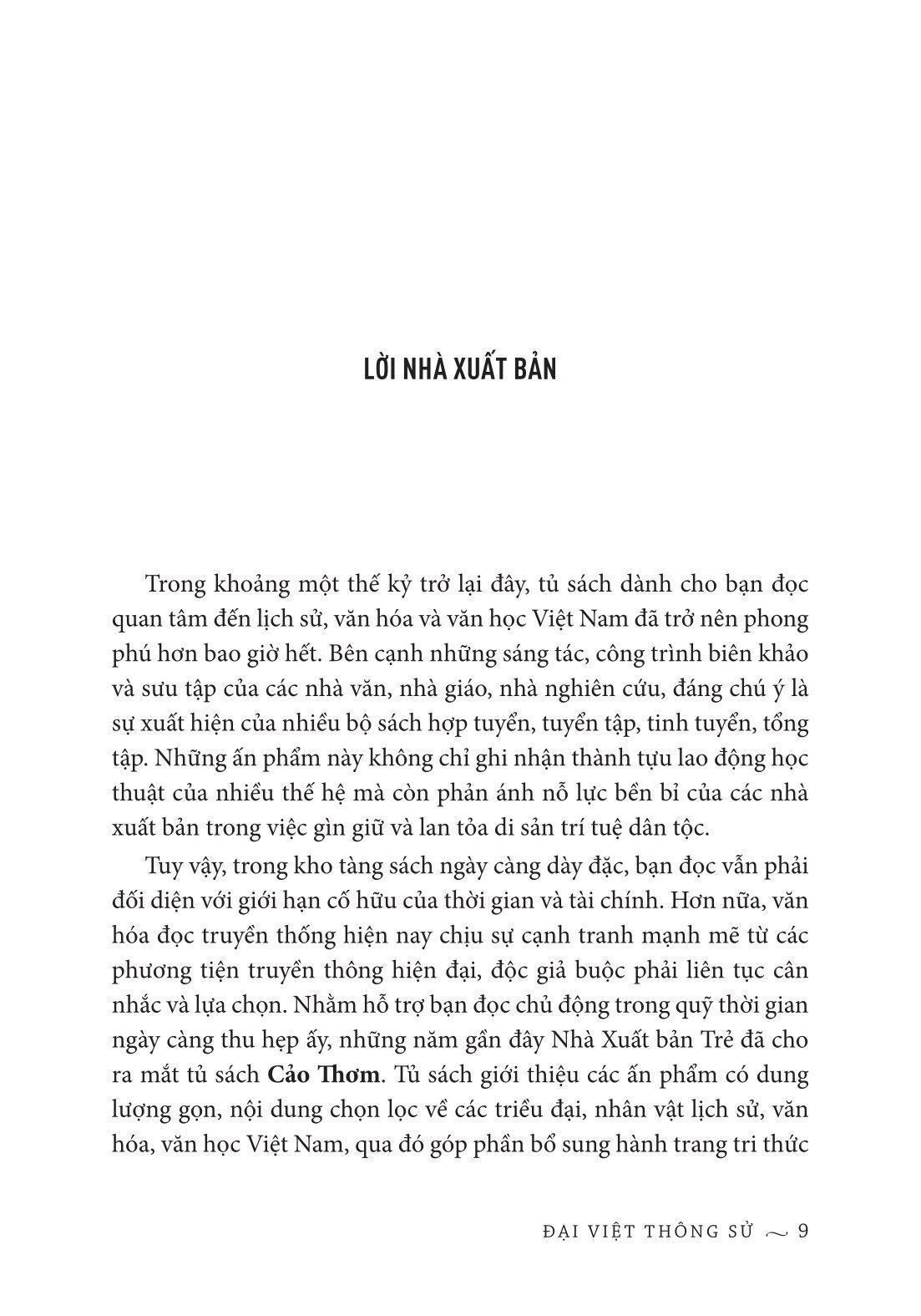 Sách - Cảo Thơm - Đại Việt Thông Sử - Bìa Cứng