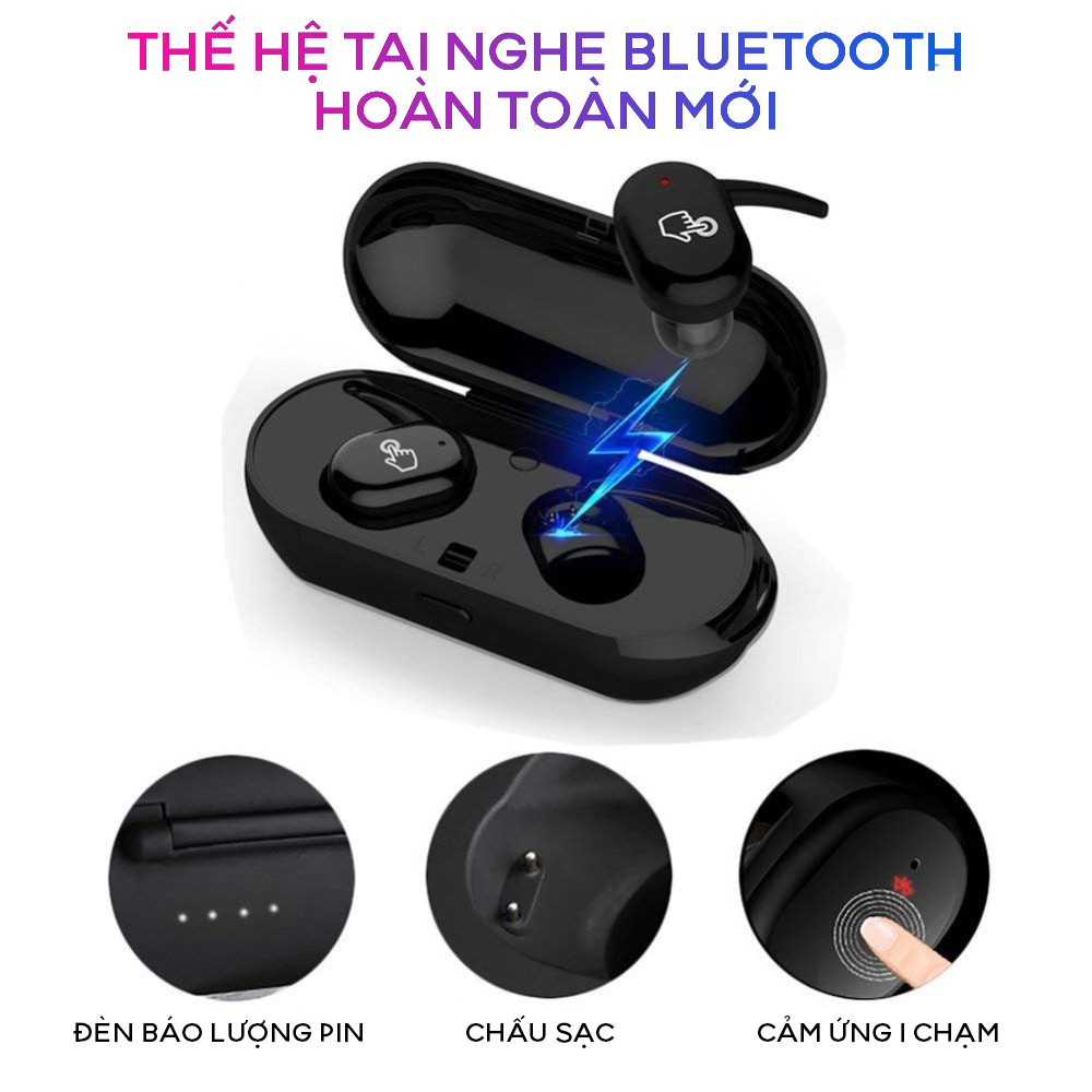 Tai Nghe Bluetooth 5.0 TWS T2C-PLUS VINETTEAM- Cảm Ứng 1 Chạm - Chống Nước IPX7 - Pin 12h - Đàm Thoại - Tự Kết Nối- CHÍNH HÃNG