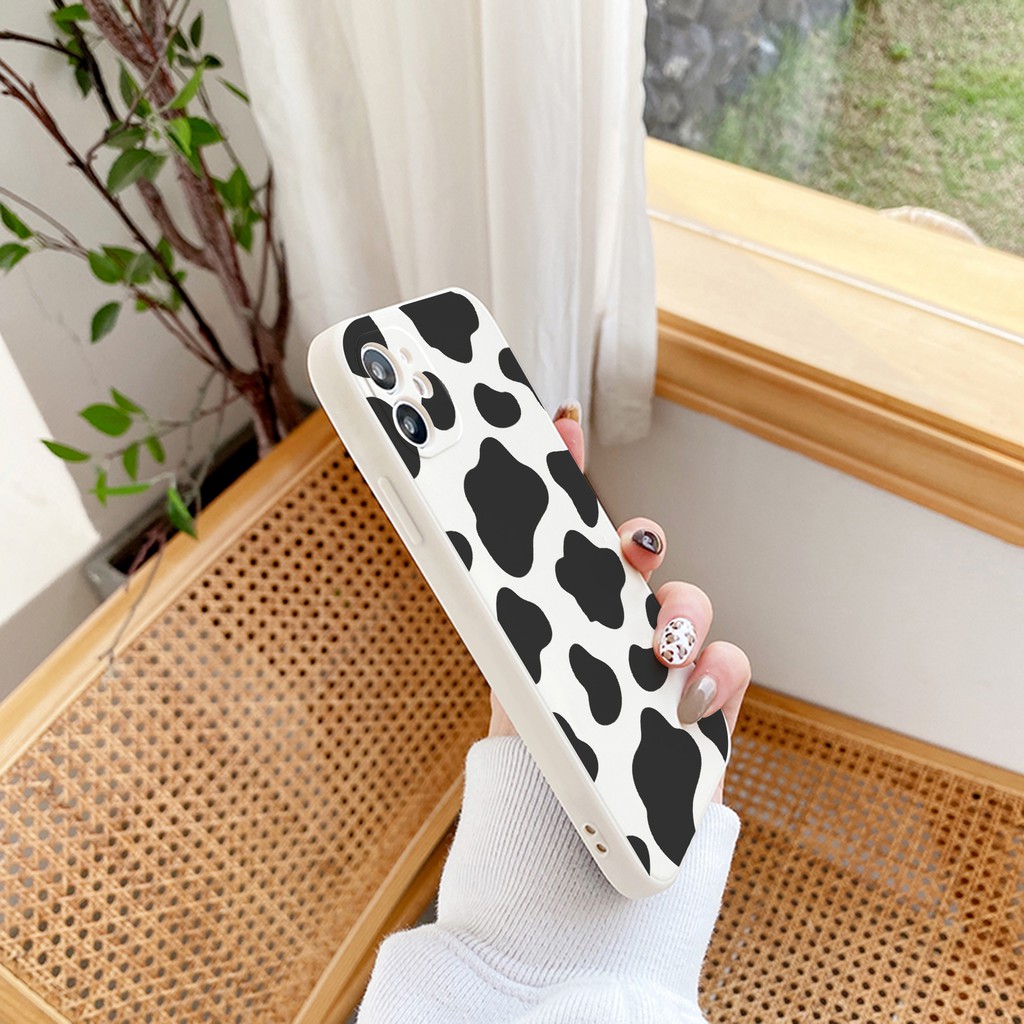 Ốp Lưng Cạnh Vuông Bò Sữa Dành Cho iPhone 6 / 6 Plus / 7 / 7 Plus / 8 / 8 Plus / X / Xs / Xs Max / 11 / 11 Pro / 11 Pro Max / 12 / 12 Pro / 12 Pro Max