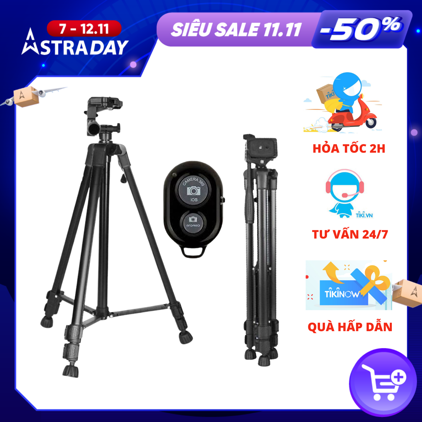 [Tripod] Chân đế điện thoại và máy ảnh Selfiecom 3366 có remote Bluetooth ( Giao màu ngẫu nhiên) - Hàng chính hãng