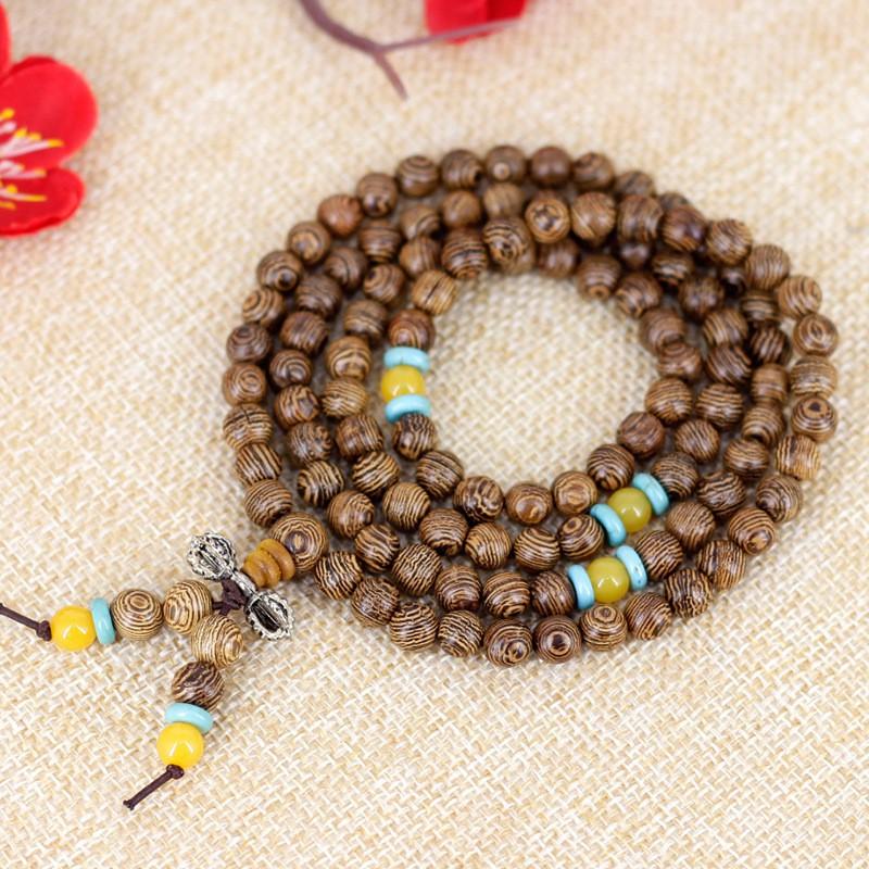 Vòng gỗ đeo tay trang trí kết hợp cùng tượng phật, kệ đèn lũa- Vòng gỗ 6mm 108 hạt