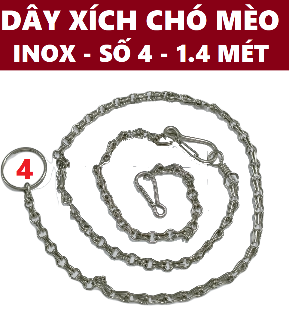 Dây xích cho mèo INOX - Số 4 - Dài 1.4 mét