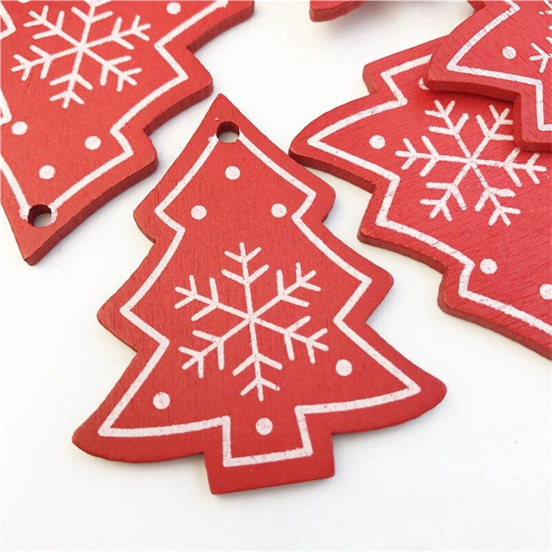 Bộ 12 mặt dây gỗ tự nhiên trang trí cây thông Noel hình bông tuyết/yêu tinh cho Giáng Sinh