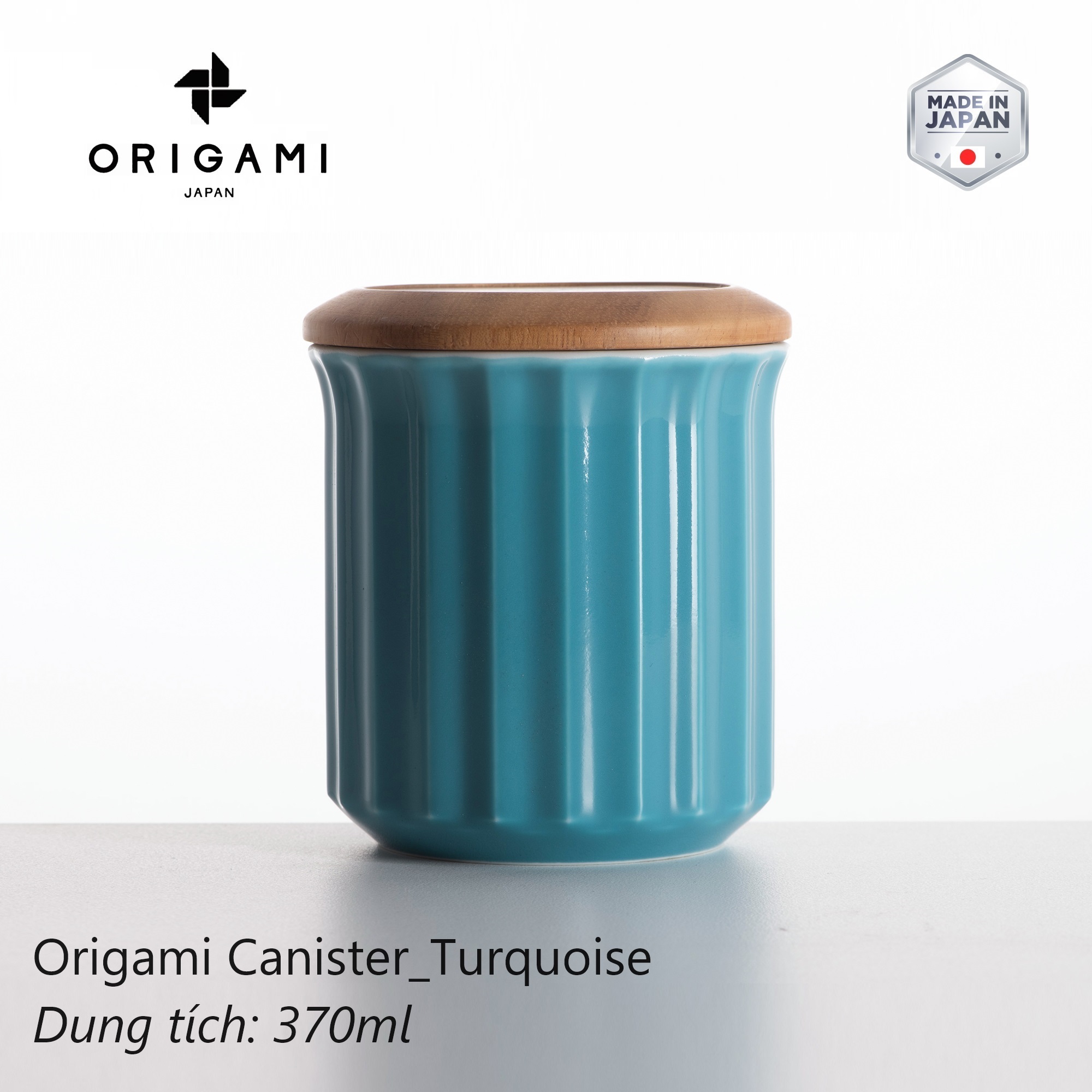 Hũ lọ sứ nắp gỗ Origami đựng cà phê trà 370ml