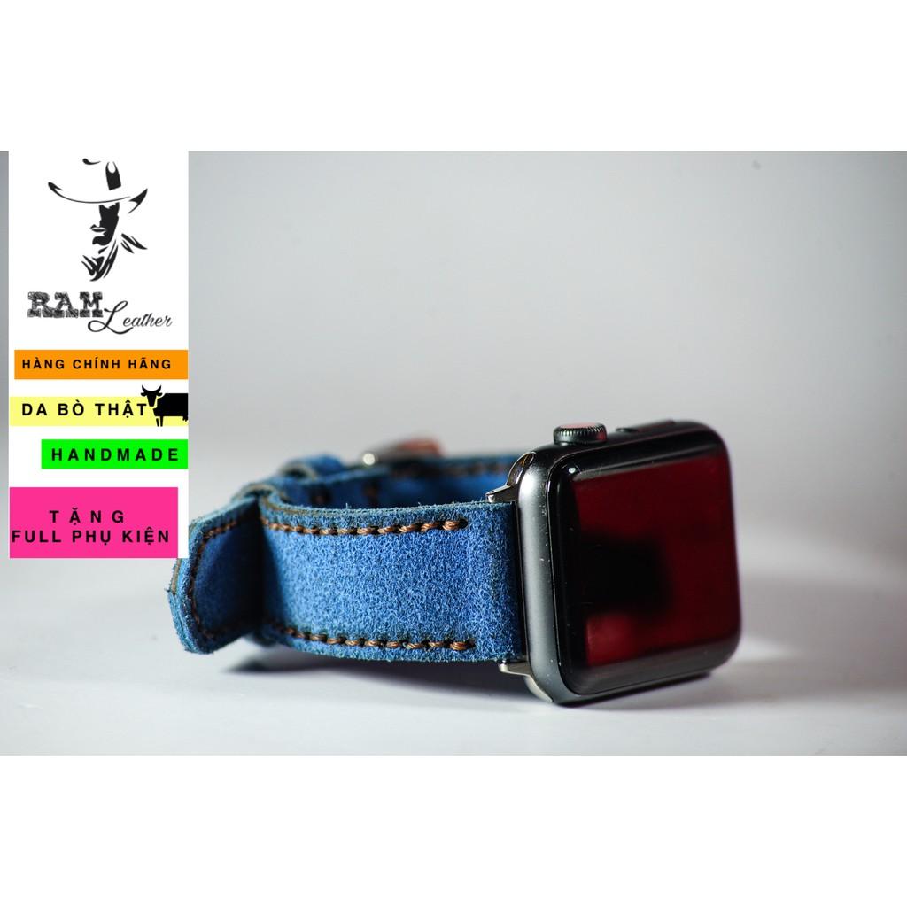 Dây đồng hồ RAM Leather cho apple watch da lộn xanh coban - RAM classic 1963
