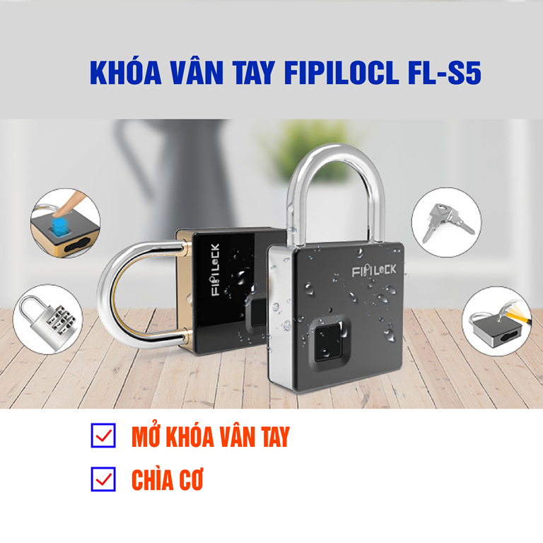 Ổ khóa thông minh FL-S5, mở khóa vân tay, chìa cơ, tiêu chuẩn ngoài trời chống nước, sử dụng khóa cửa xếp, khóa kho hàng khóa, khóa cổng