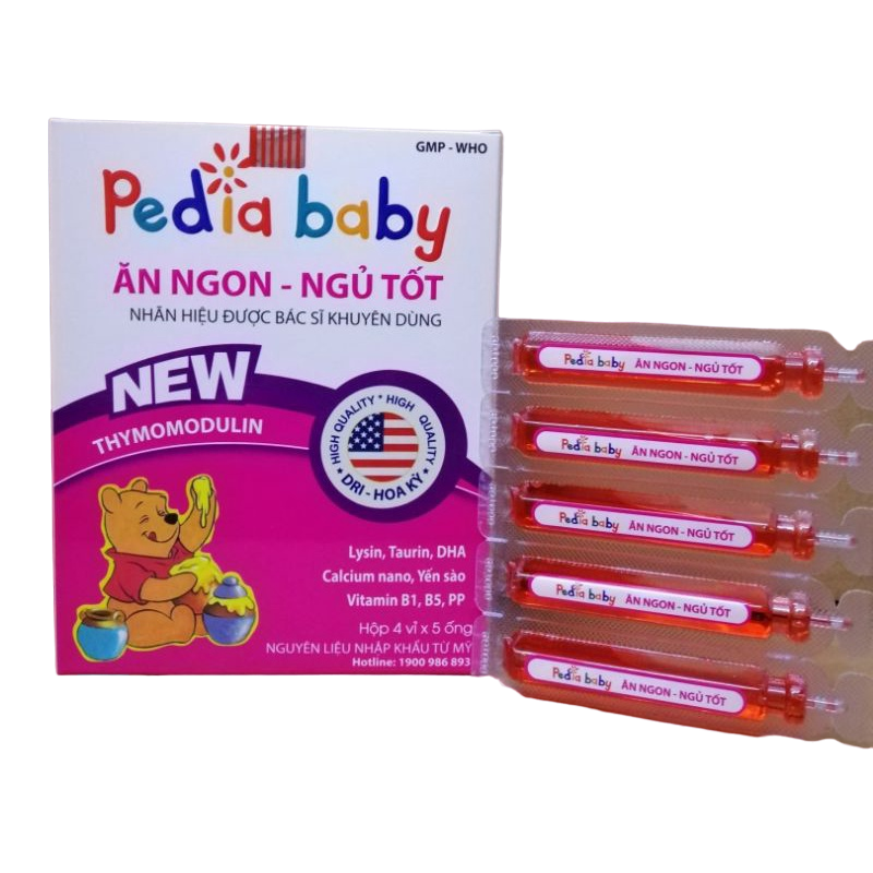 Siro ăn ngon ngủ ngon Pedia baby tăng sức đề kháng và hấp thụ thức ăn Hộp 20 ống