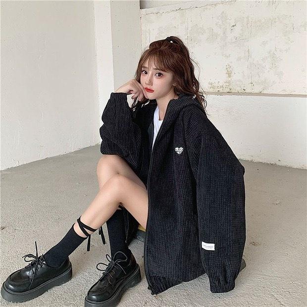 Áo Khoác Dây Kéo VIGO Jacket Vải Nhung Nổi Form Rộng Ulzzang Unisex