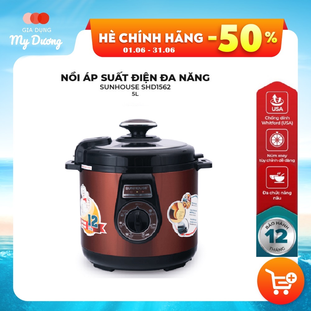 Nồi Áp Suất Điện Đa Năng Sunhouse SHD1562 (6L) - Cafe - Hàng chính hãng