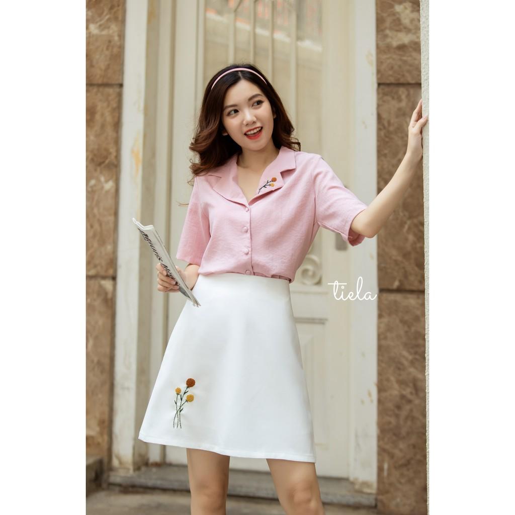 Chân váy thêu hoa bi TIELA - Chân váy chữ A công sở - Hoa bi Skirt
