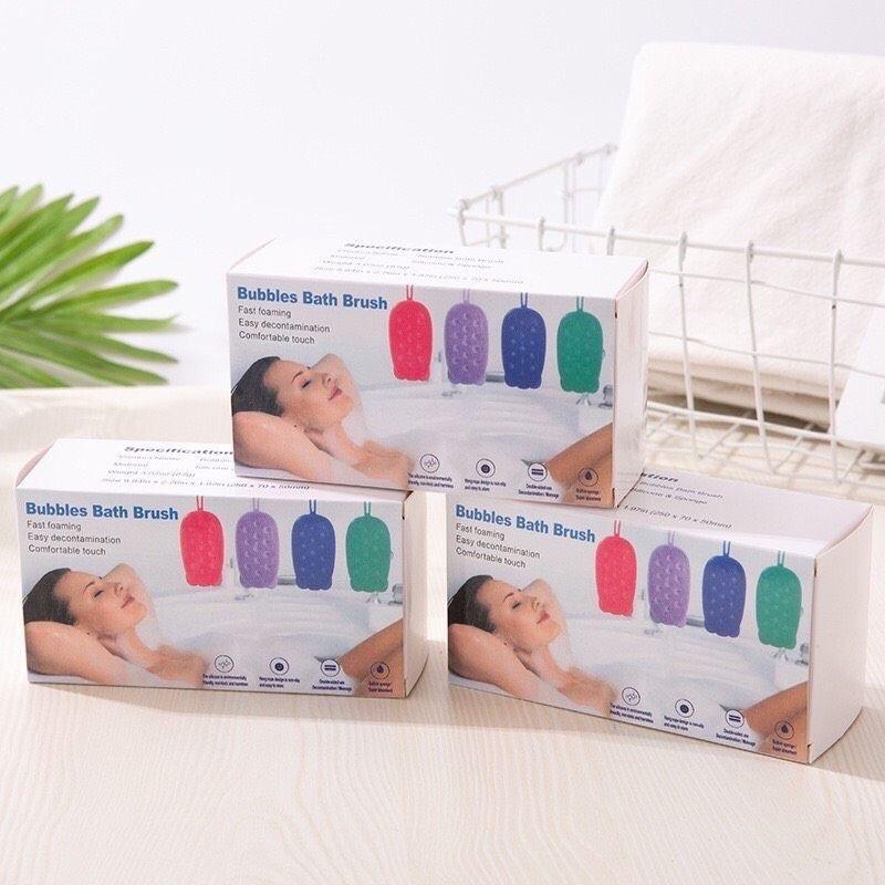 Bông tắm silicon 2 mặt, 1 mặt tẩy da chết massage body, 1 mặt tạo bọt.