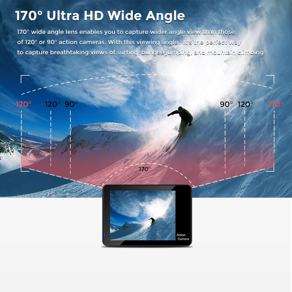 Camera hành động mới Pro Ultra HD 4K 30fps 2inch LCD Hiển thị mũ bảo hiểm chống nước GO DV Video Ghi máy camera Sport Cam