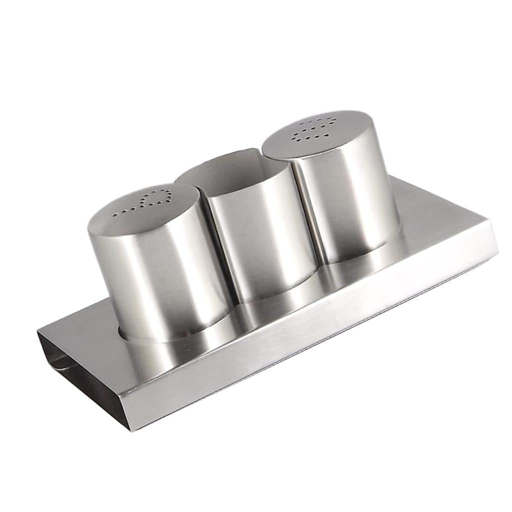 Stainless Steel Seasoning Boxes With Toothpick Holders Set Table Spice Jar Barbecue Pepper Shaker Can Table Condiment Dispenser Set