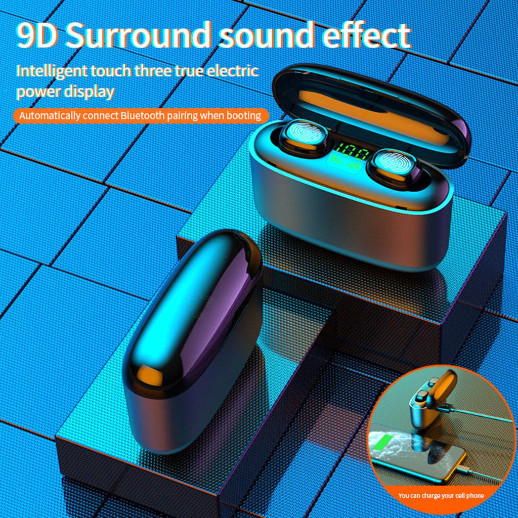 Bluetooth 5.0 Wireless Earbuds w/ Charging Case IP54 Waterproof TWS Stereo Headphones in Ear w/ Mic Headset Premium Sound w/ Deep Bass for Sport