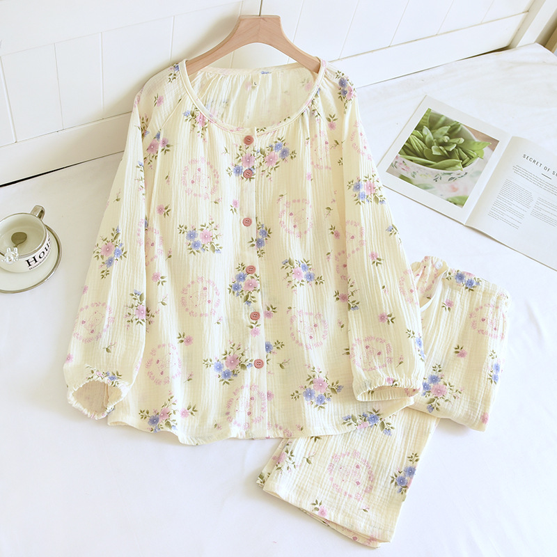 Bộ Đồ Bầu Và Sau Sinh Dài Tay Có Khe Mở Cho Con Bú Chất Liệu Xô Muslin M6
