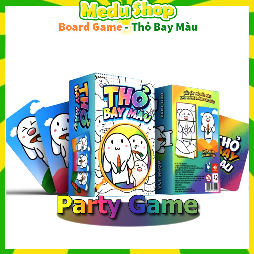 Party game THỎ TỈNH TÁO - THỎ BAY MÀU Trò Chơi Thẻ Bài Mới 2022 Siêu Vui Nhộn Cho Hè Này