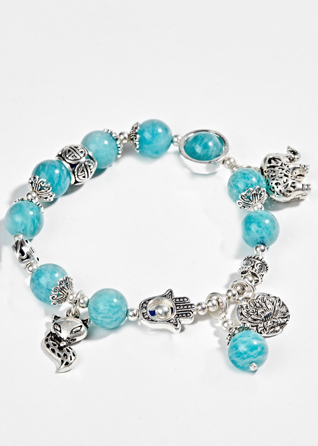 Vòng Đá Amazonite Phối Charm Bạc Ngọc Quý Gemstones