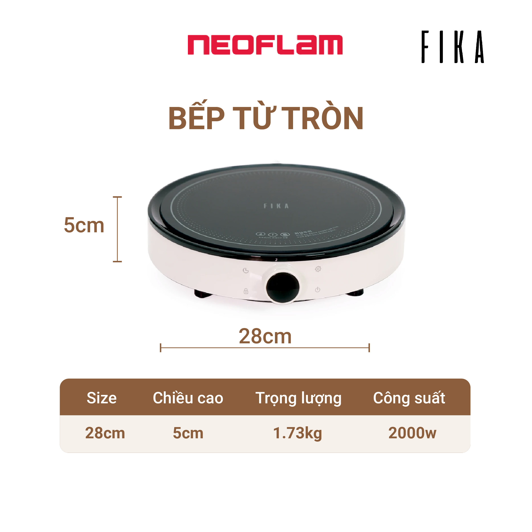 [Hàng chính hãng] Combo Nồi trung 24cm, bếp từ Neoflam Fika Hàn Quốc, ăn lẩu, nấu hàng ngày, quay Vlog