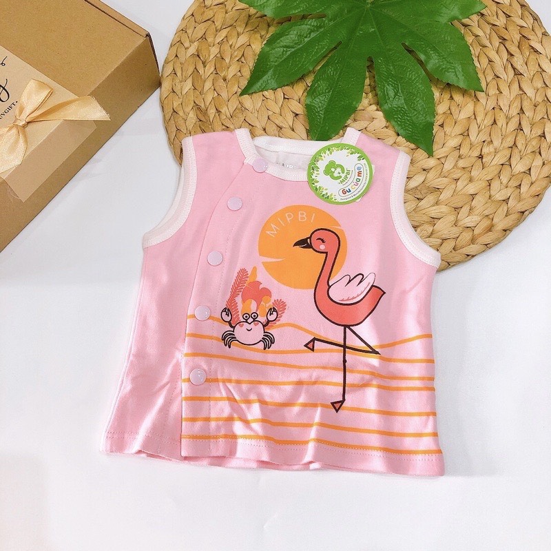 Áo gile Mipbi cotton 2 lớp màu dễ thương cho trẻ sơ sinh