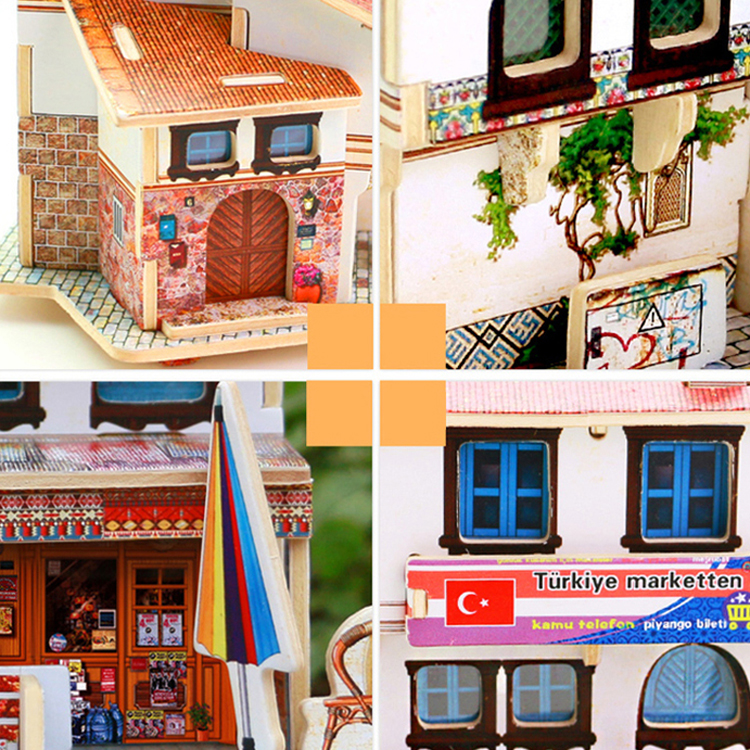 Đồ chơi lắp ráp gỗ 3D Mô hình Nhà gỗ Turkish Convenience Store F141