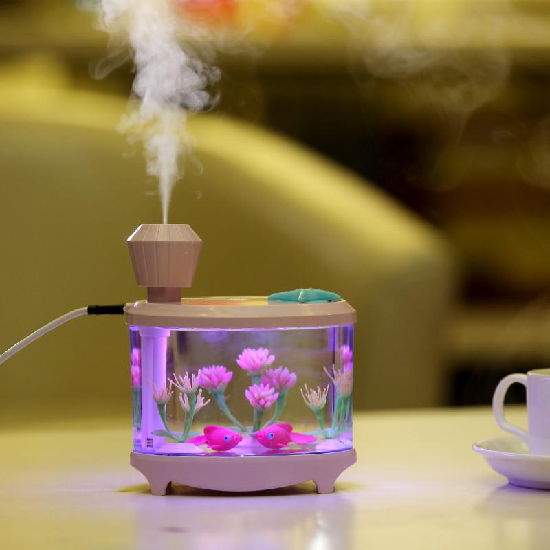 Bể Cá Mini Máy Phun Sương Tạo Ẩm Khuếch Tán Tinh Dầu 460 Ml Im Lặng Atomizer USB Máy Phun Dễ Thương Dạ Quang Máy Phun Sương Tạo Thích Hợp Cho Văn Phòng Nhà