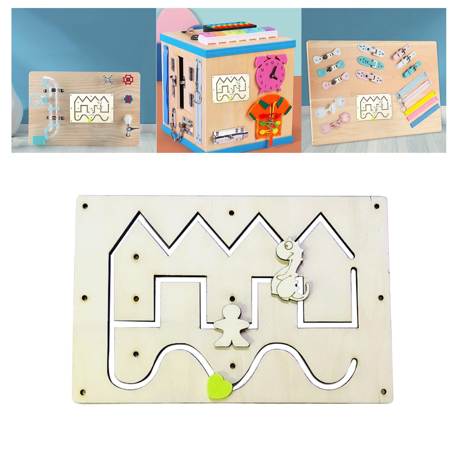 Wooden Busy Board DIY Accessories Multifunctional for Girls Preschool Boys