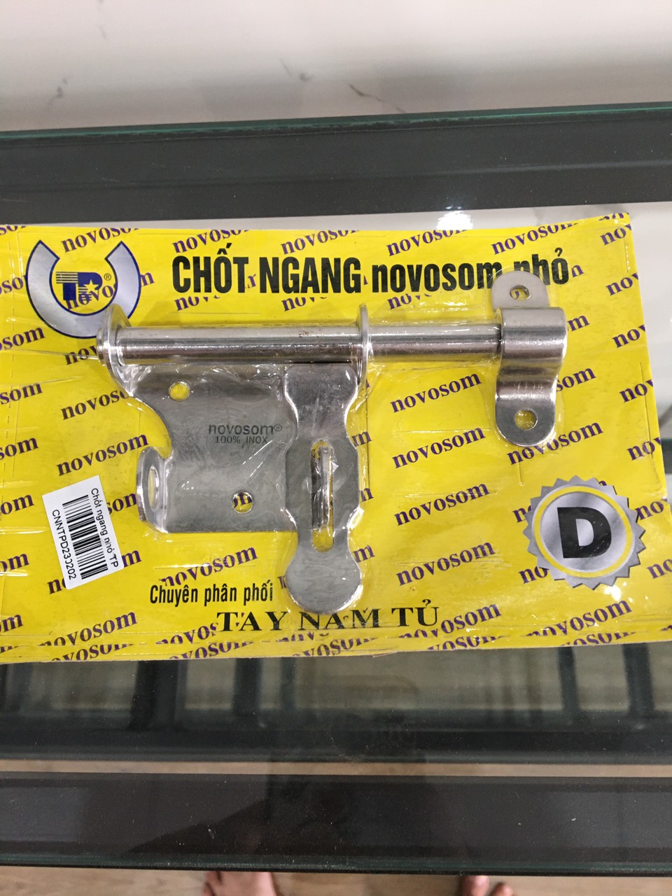 Chốt ngang inox khóa cửa phòng nhà vệ sinh 10cm