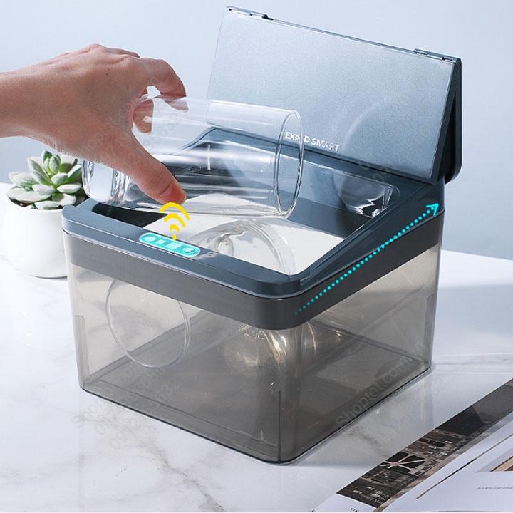 Hộp để đồ đa năng khử trùng bằng tia UV, với nắp cảm biến hồng ngoại tự động đóng mở thông minh