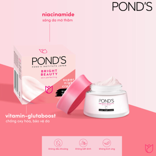 Kem dưỡng da ban đêm POND'S dưỡng ẩm da cho da sáng mịn căng mướt 50g