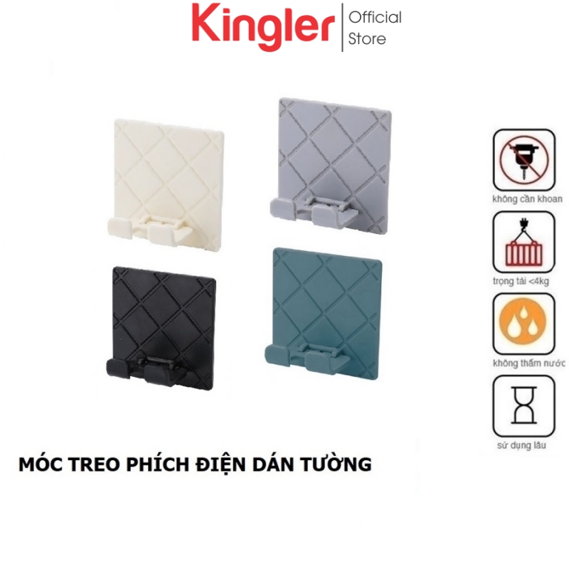 Móc Nhựa Cao Cấp Gắn Tường Treo Phích Cắm Điện, Móc Treo Đồ Đa Năng, Tiện Dụng Cho Gia Đình, Nhiều Màu Sắc, Kingler 2236