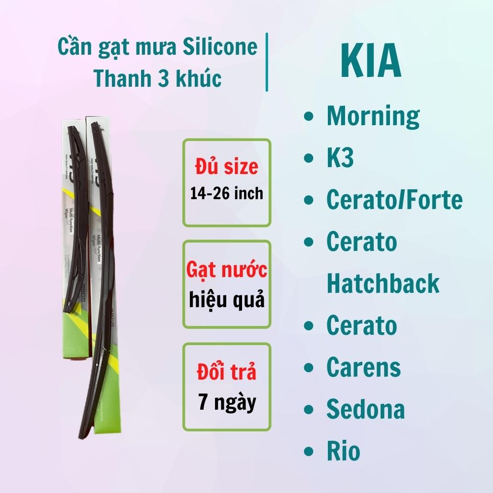 Cần gạt mưa VTS A9 lưỡi Silicone loại thanh 3 khúc dành cho xe Kia: Morning-K3-Cerato-Forte-Carens-Rio-Sorento-Sedon