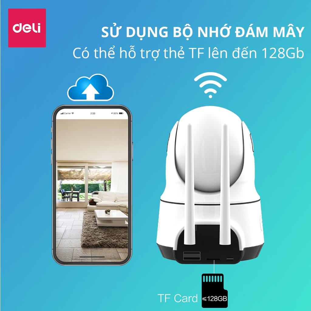 Camera IP Wifi Deli Full HD 1080P 360 Độ Đàm Thoại 2 Chiều - An Ninh Gia Đình, Văn Phòng - Hàng Chính Hãng - ES102