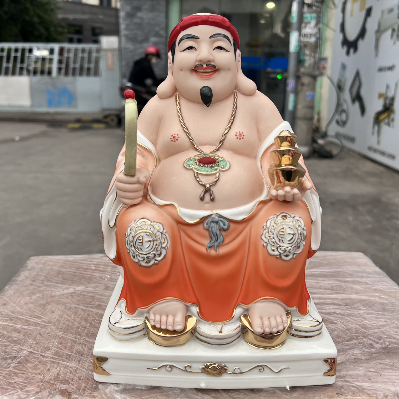 [10inch] Tượng Thần Tài Thổ Địa sứ đức hóa cao cấp nhập khẩu Đài Loan cao 25cm – Đỏ