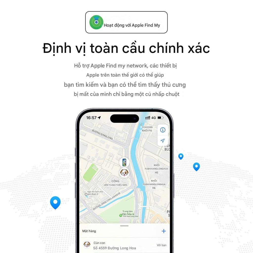 Thiết bị định vị GPS cho thú cưng Hoco E91C định vị toàn cầu cho iOS, thiết kế dạng đai đeo cổ - Hàng chính hãng
