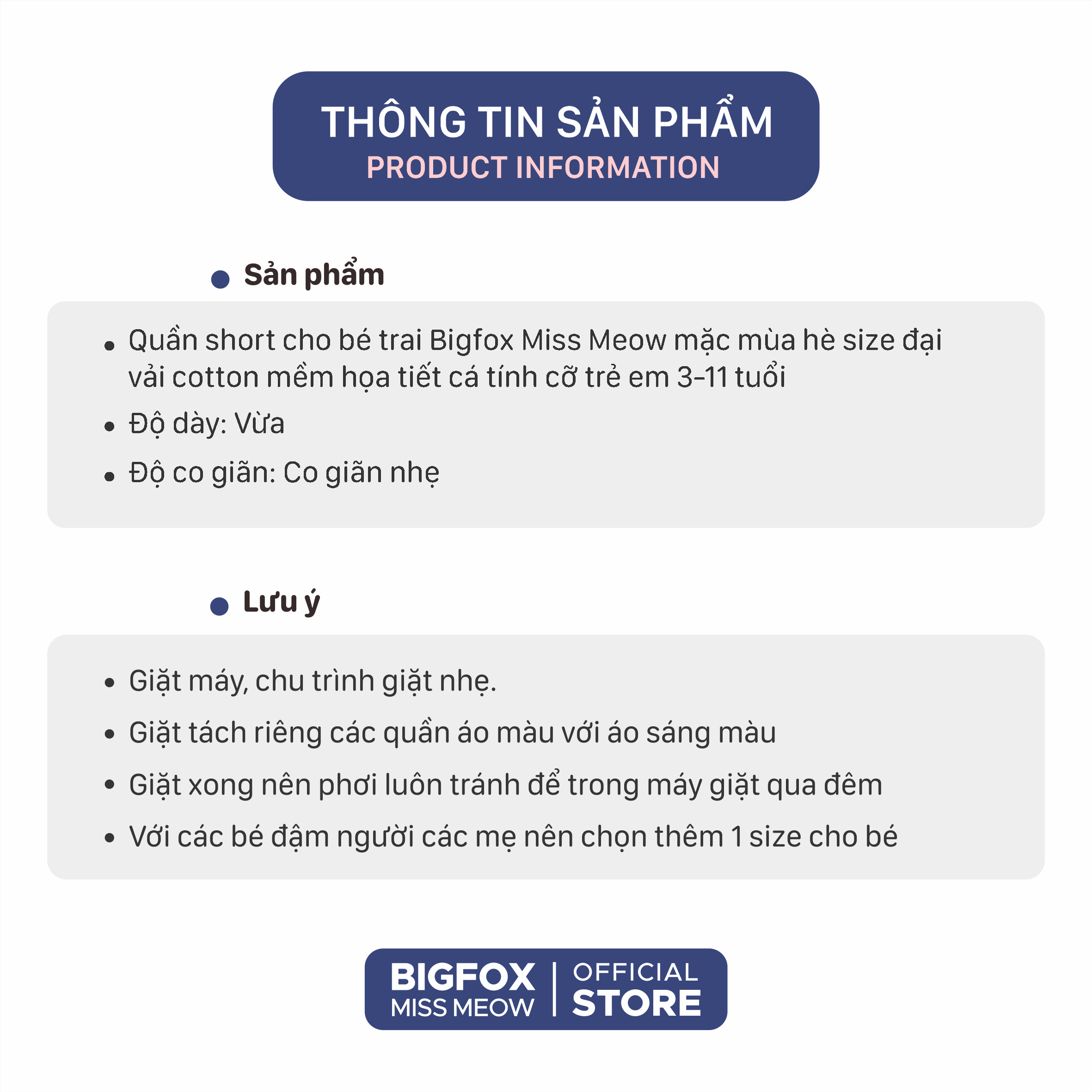 Quần short cho bé trai Bigfox Miss Meow mặc mùa hè size đại vải cotton mềm họa tiết cá tính cỡ trẻ em 3-11 tuổi