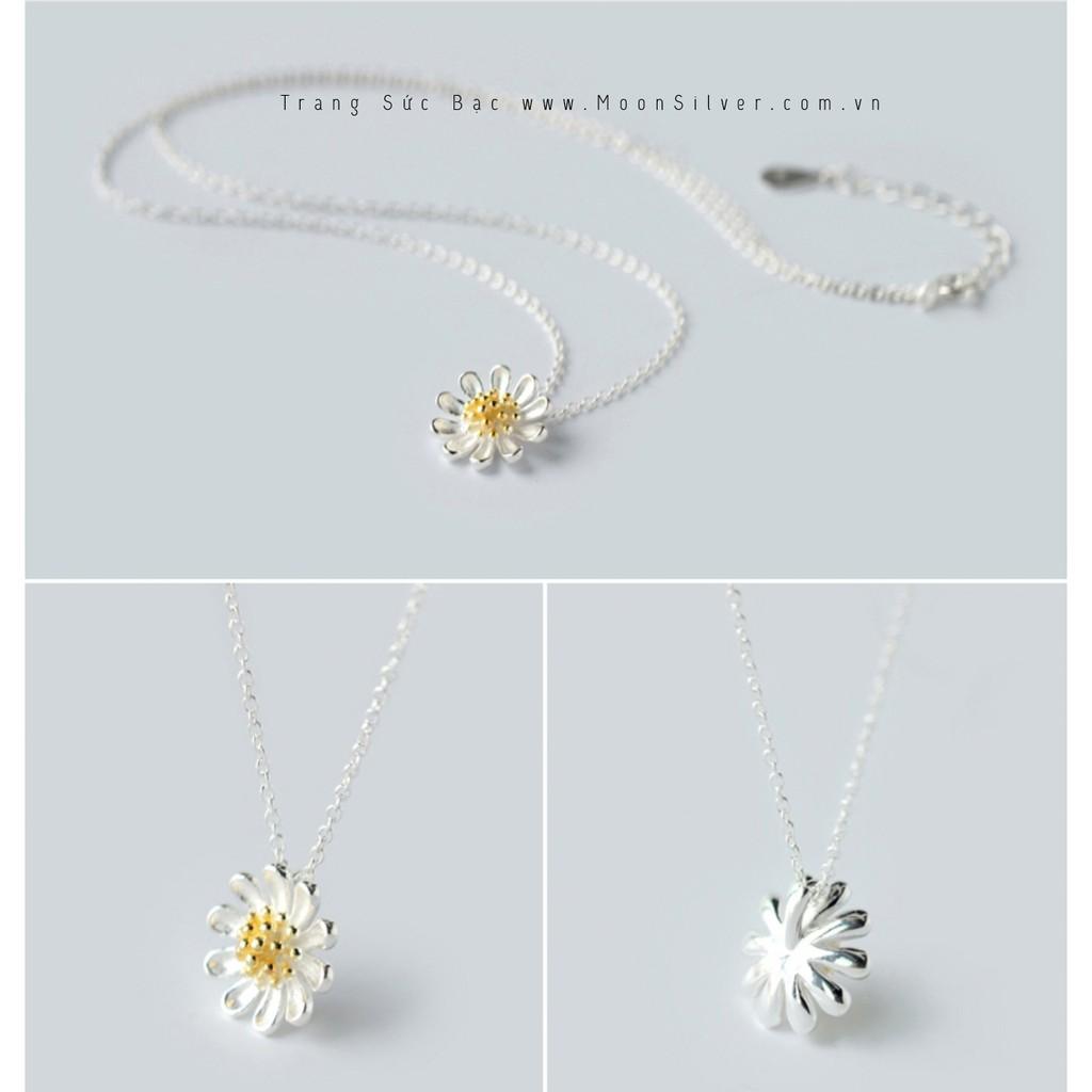 Dây chuyền bạc moonsilver, vòng cổ bạc nữ hình hoa cúc họa mi cánh đơn