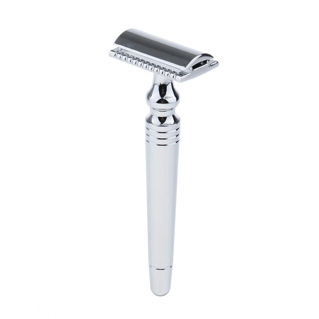Mens Double Edge Safety Shaving Razor Alloy Classic Manual Shaver Base Set
