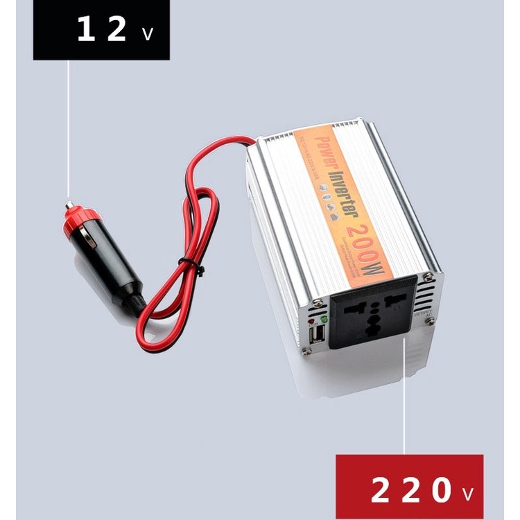 ROGTZ Bộ Chuyển Đổi Nguồn Điện DC 12V Sang AC 110V/220V 200W Cho Xe Ô Tô Cao Cấp - Hàng Nhập Khẩu