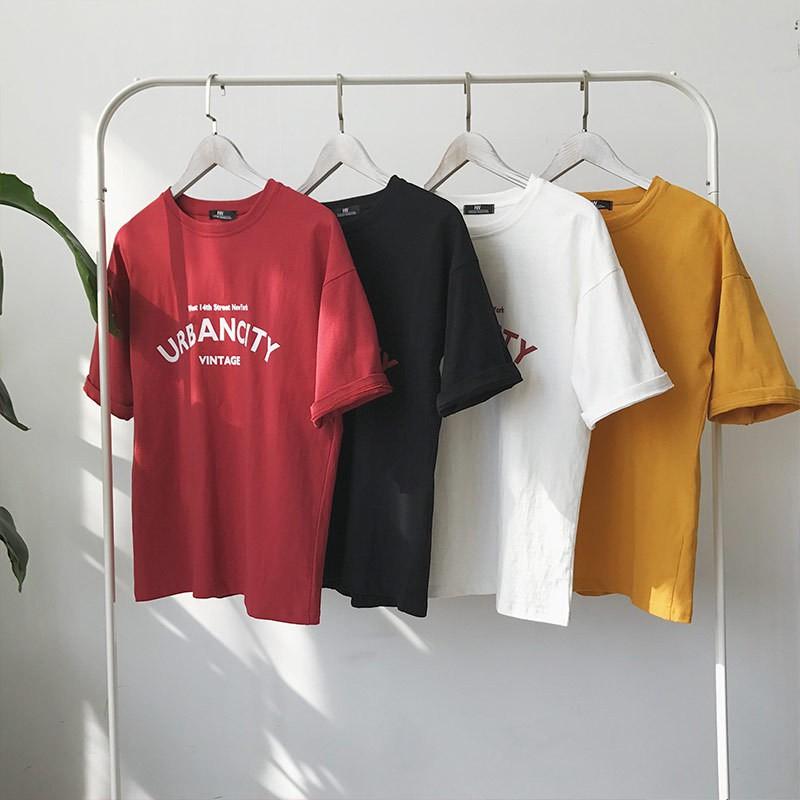 Áo thun Hàn Quốc dáng rộng ngắn tay in chữ