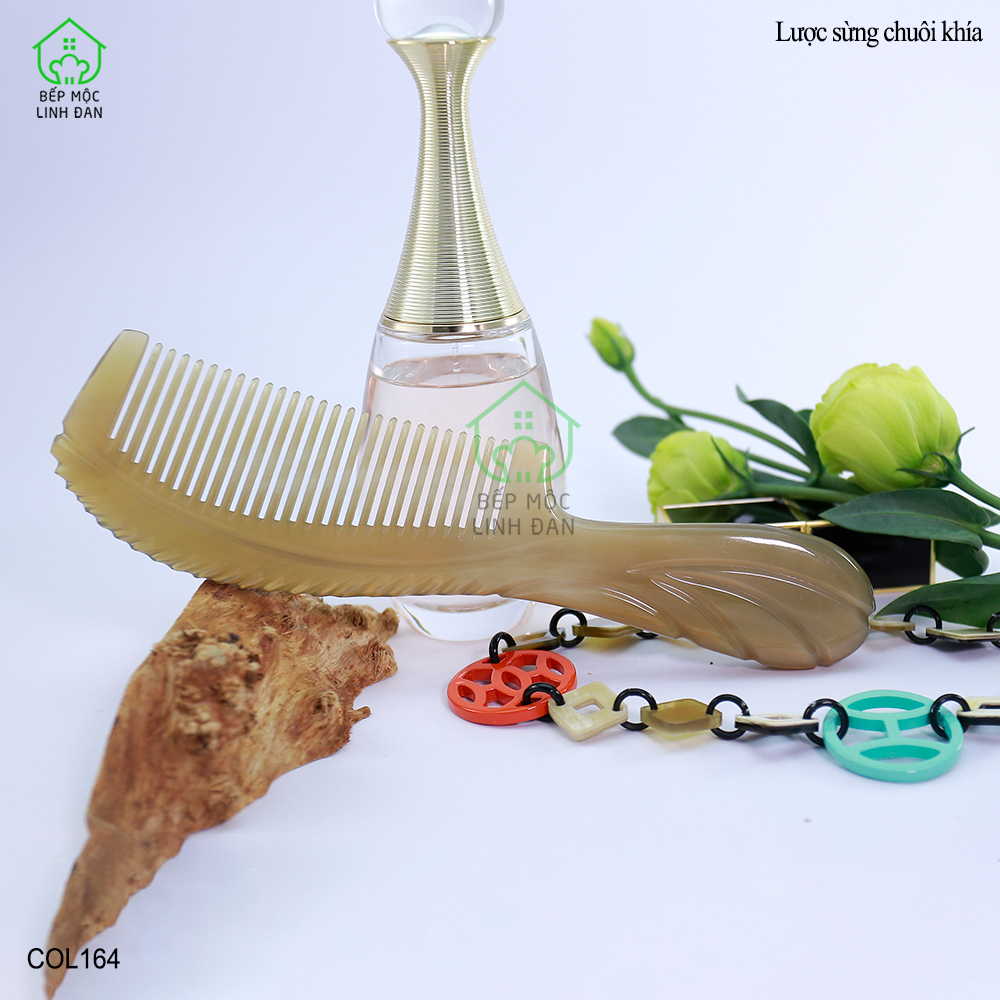 Lược Sừng Xuất Nhật (Size: L- 18cm) Mẫu Chuôi Khía Đẹp Hoàn Hảo [COL164]