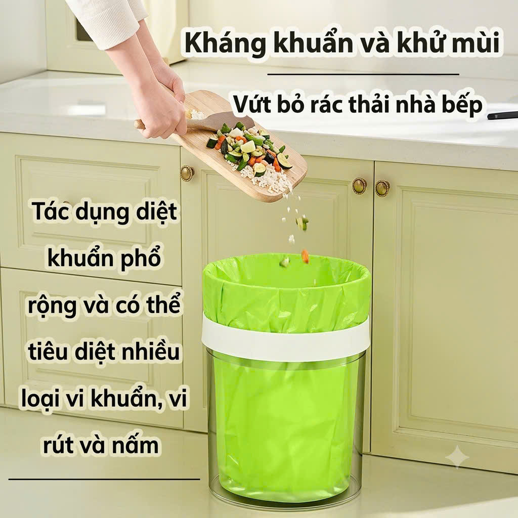 Túi Rác Có Dây Rút, Túi Đựng Rác Ngải Cứu Kháng Khuẩn, Túi Đựng Rác Xanh Lá, COMBO 3 Cuộn 150 Túi