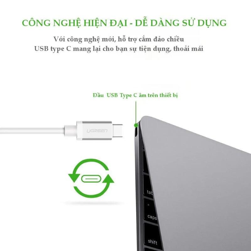 Ugreen UG10679US161TK 1.5M màu Trắng Cáp USB Type C 3.1 đầu nhôm - HÀNG CHÍNH HÃNG