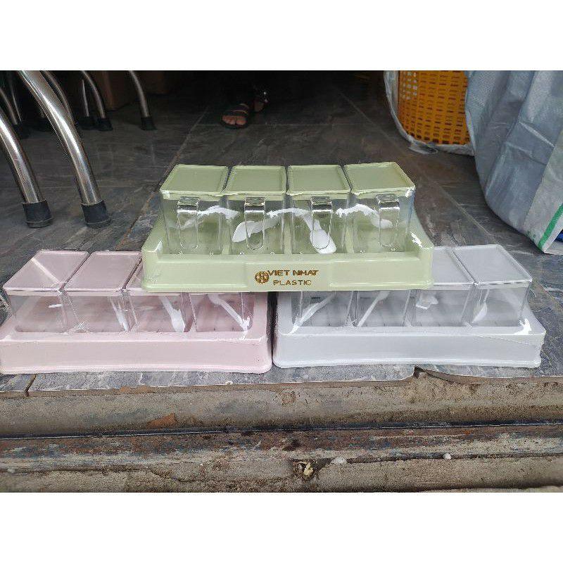 Combo 4 hộp đựng gia vị có đế nhựa Việt Nhật