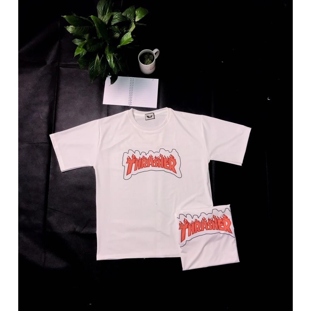Áo Thun Unisex Form Rộng Tay Lỡ In Hình THRASHER